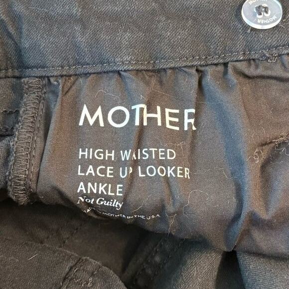 MOTHER High Waisted Lace Up Looker Ankle Not Guilty Denim Jean Black Size 29 - Picture 7 of 10